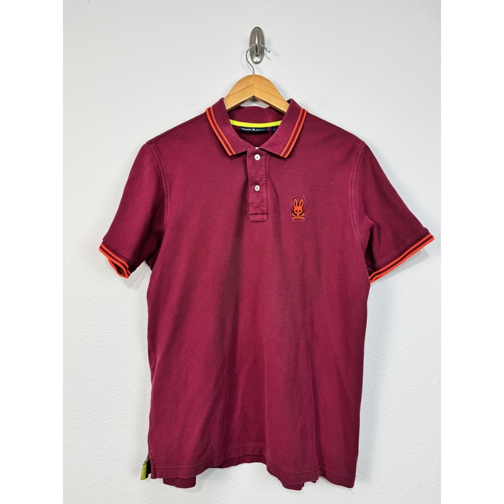 Psycho Bunny Polo Shirt Mens 2XL Red Pima Cotton Pique Skull Bunny Logo Vacation